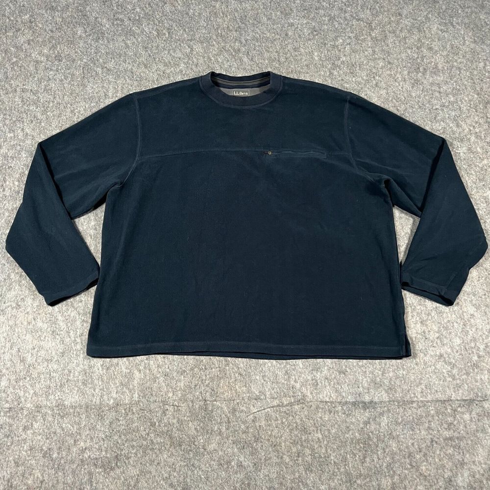 L.L. Bean Women's Crewneck Fleece Sweatshirt Size 2XL Blue Zip Pocket